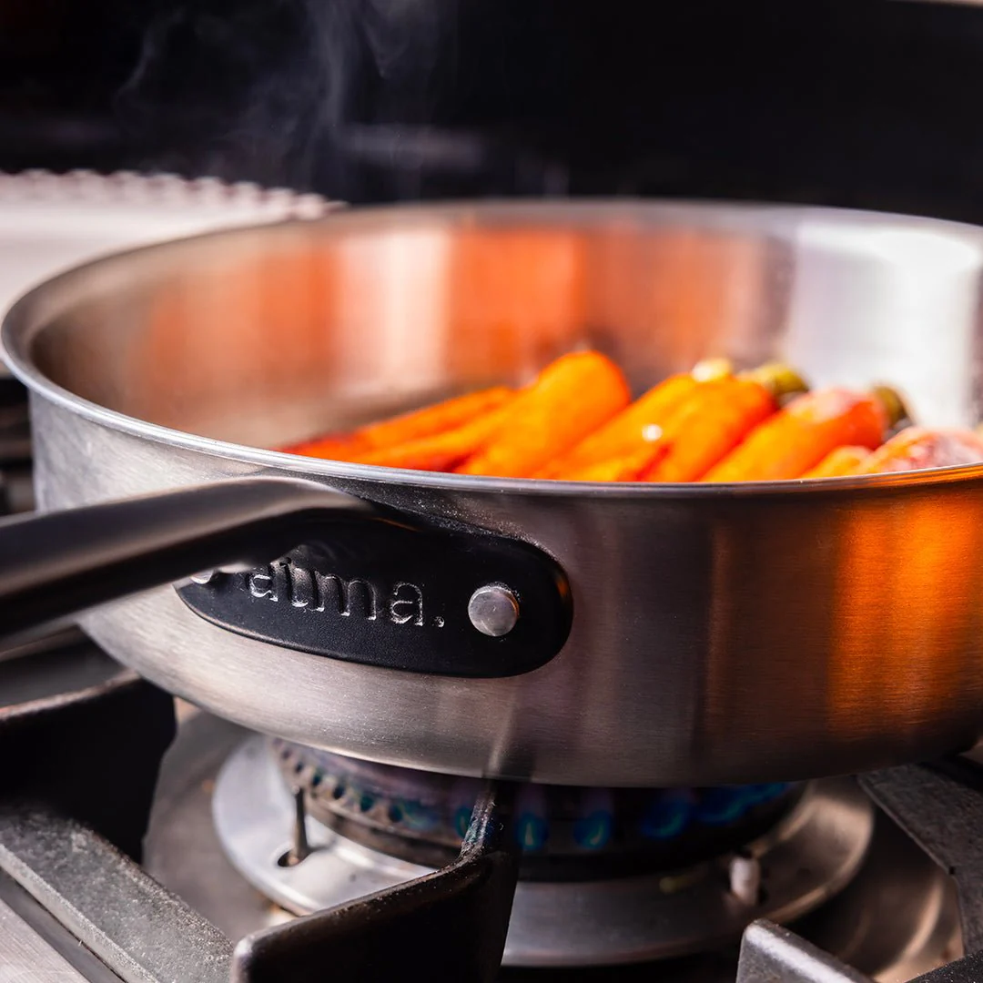 Batterie de cuisine en inox avec manches noirs, 7 pièces - Image 2