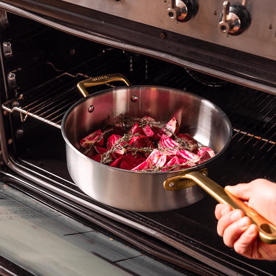 Batterie de cuisine en inox avec manches dorés, 15 pièces - Image 7
