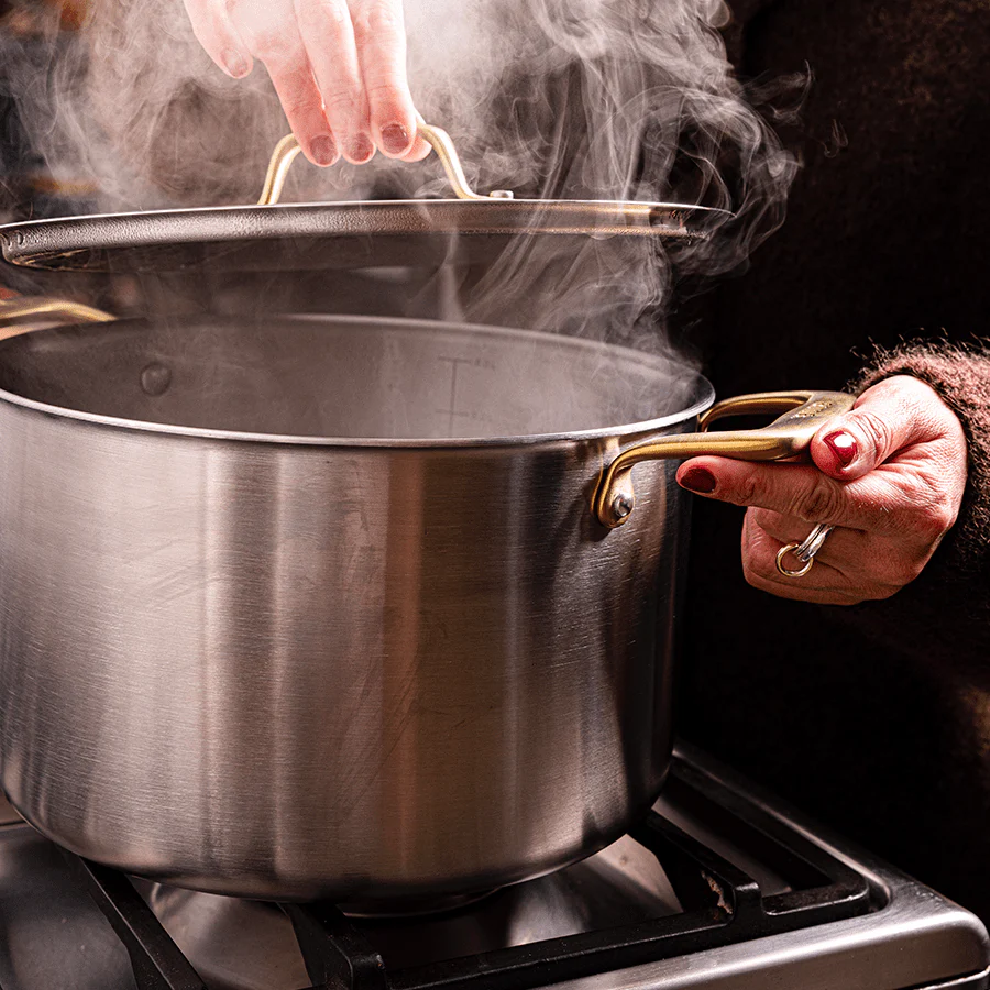 Batterie de cuisine en inox avec manches dorés, 15 pièces - Image 4