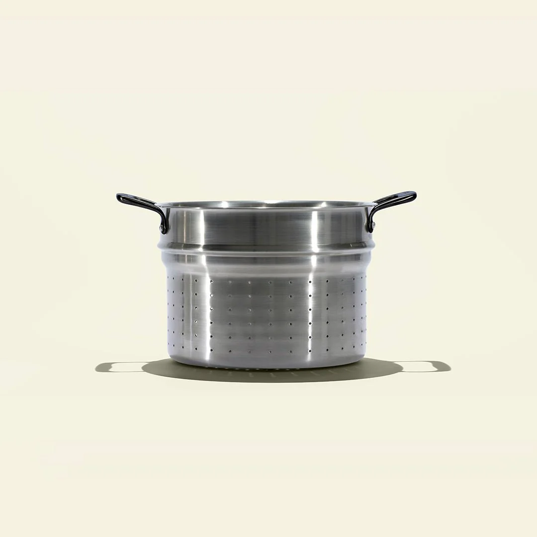 Le grand faitout en inox et son pasta pot, poignées noires - Image 2